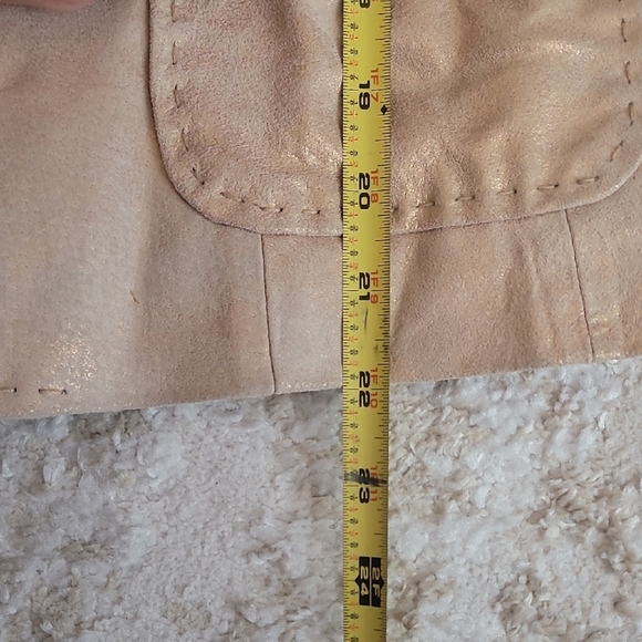 Y2K Vintage C&E Women Metallic Suede Leather Jacket Size 6/S Gold Champagne - Picture 12 of 16